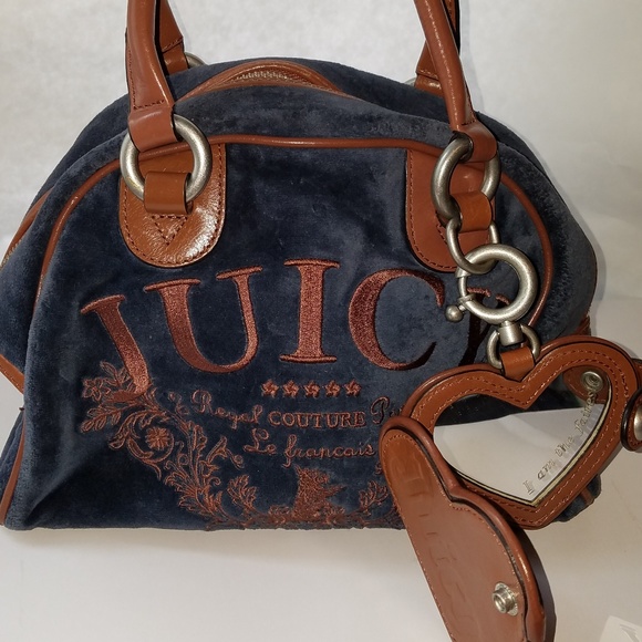 Juicy Couture Handbags - Juicy Couture Navy blue Velour satchel Bowler